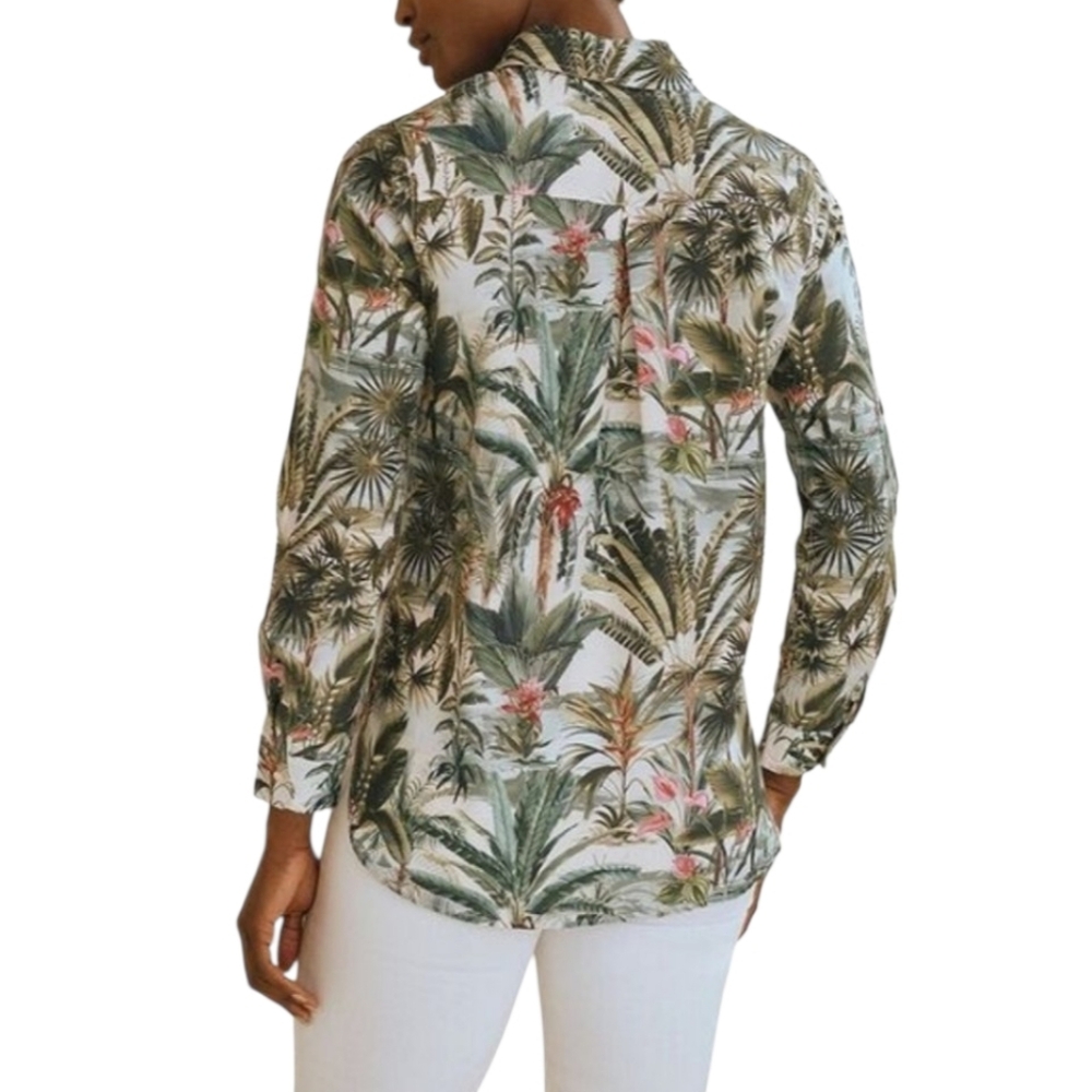 J.McLaughlin Britt Tropical Floral Print Silk Cotton Long Sleeve NWOT Size L - Picture 15 of 16